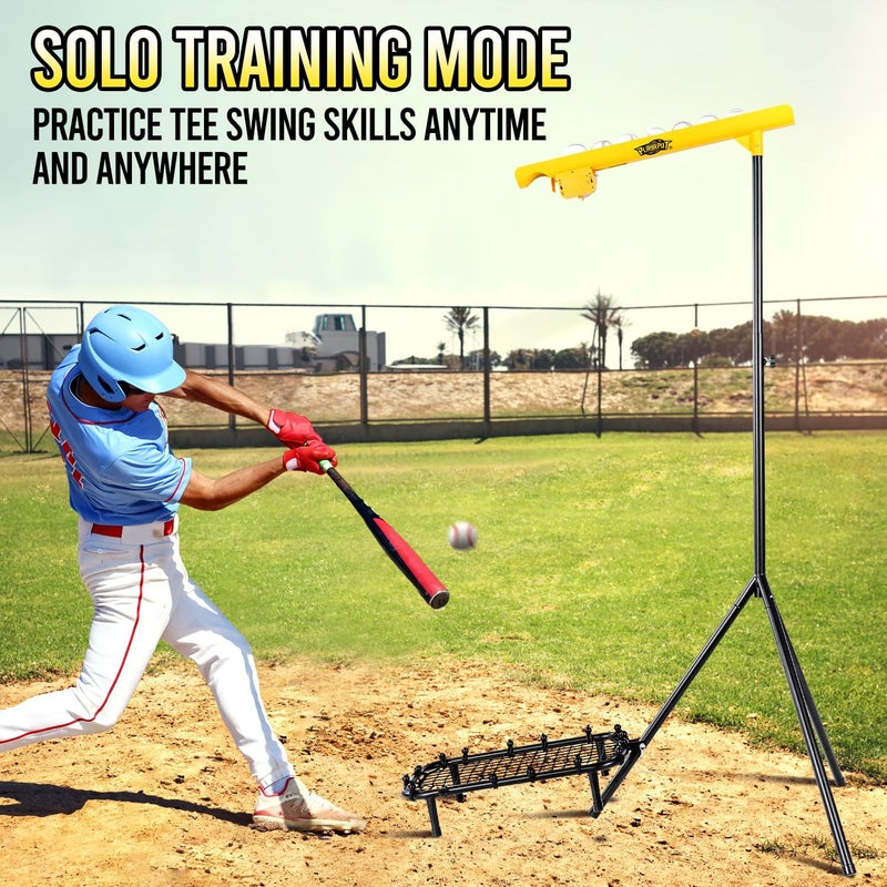 PLAYAPUT Baseball Soft Toss Machine with Rebound Net,Electric Motor Soft Toss Training System Hold Up 8 Balls,Height and Speed Adjustable Baseball Pitching Machine For Coaches,Professional | Included Carrybag - Image 5